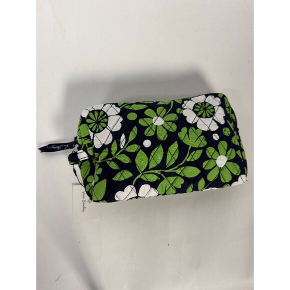 Vera Bradley Medium Cosmetic Bag In Navy & Green Floral Pattern - Picture 12 of 15